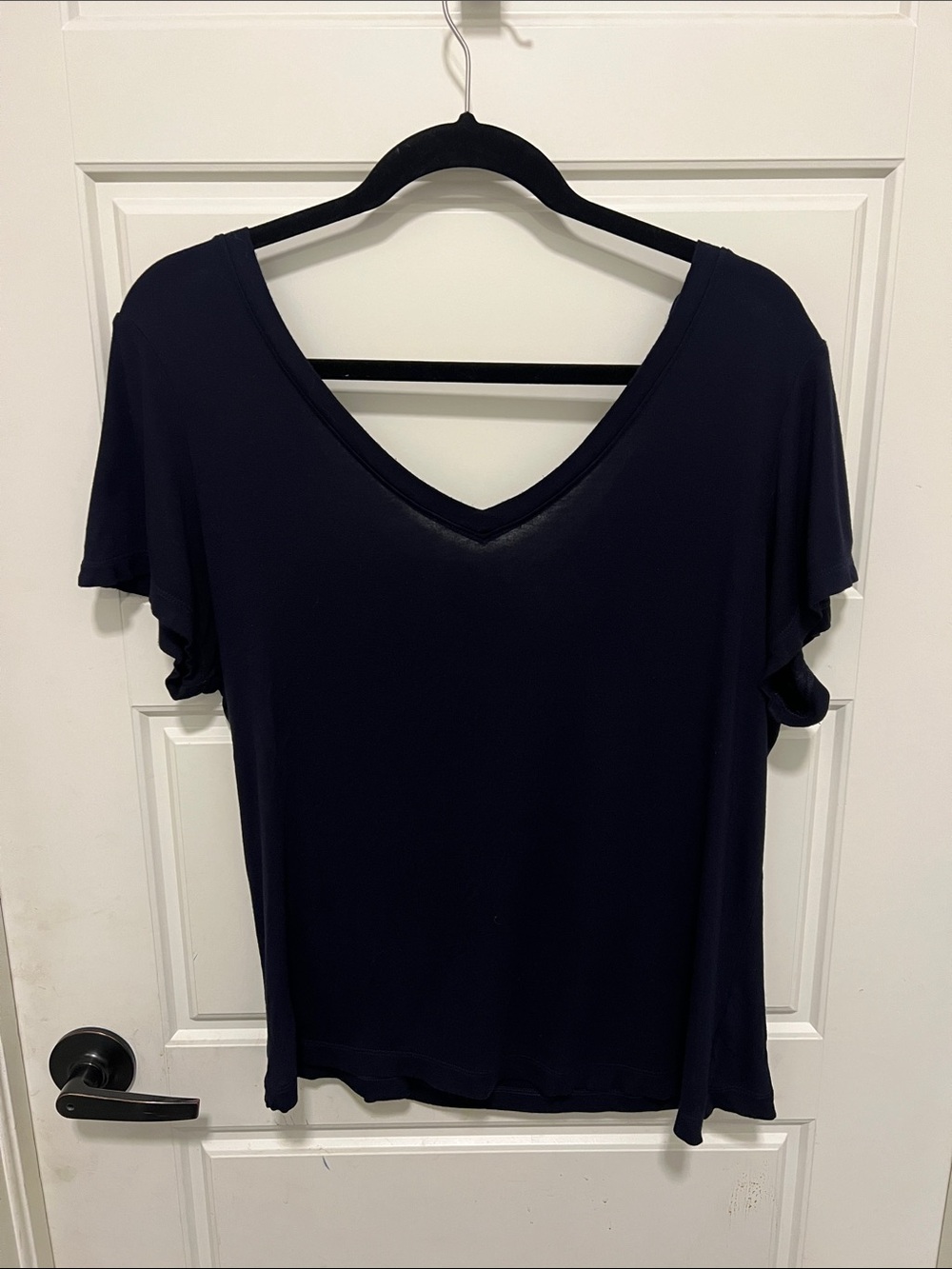 CAbi Navy V-Neck Short Sleeve Top